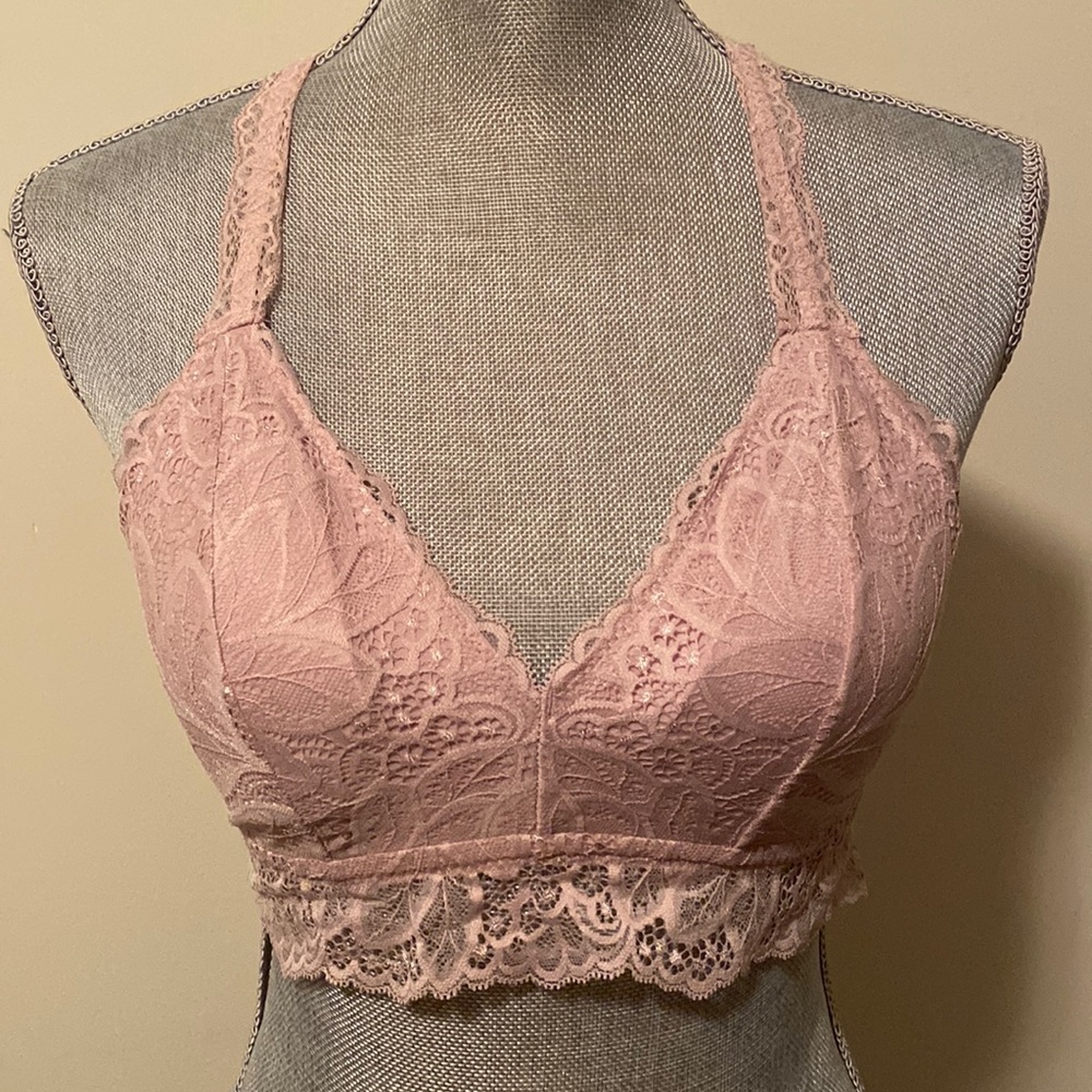 Auden Lightly Lined Sexy Lace Racerback Bralette Lavender Size M
